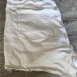 Torrid Mid Rise Mid Short Vintage Stretch Distressed White Jean Shorts 22W